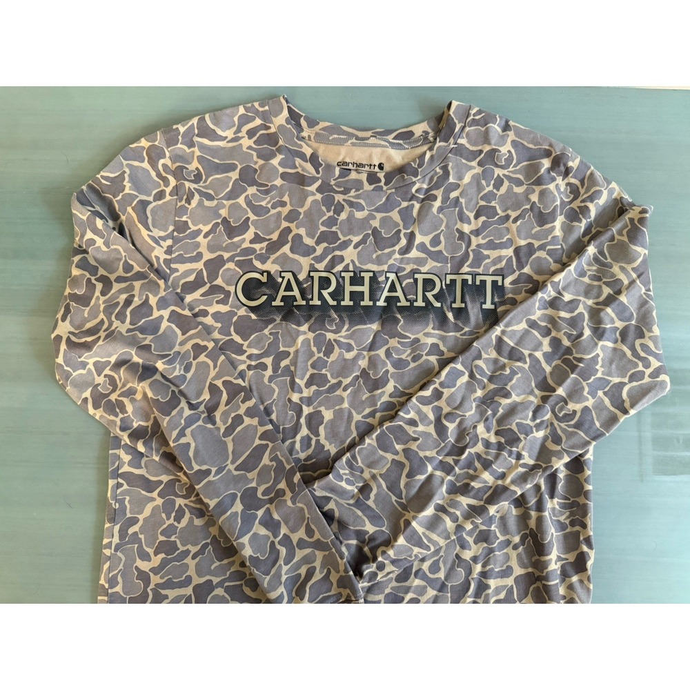Carhartt Big Boys Camo Shirt Long Sleeve Top  Large 14 16 Grey Green NWT